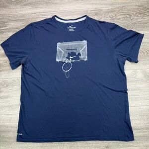 Nike Shattered Backboard Shirt Mens XL Blue Performance Short Sleeve Basketball